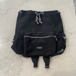 Versace Black Nylon Backpack